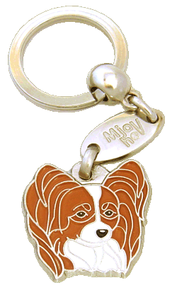 PAPILLON WHITE & RED <br> (keyring, engraving included)